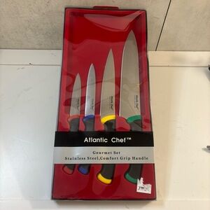 Atlantic Chef Gourmet Knife Set with Colorful Comfort Grip Handles